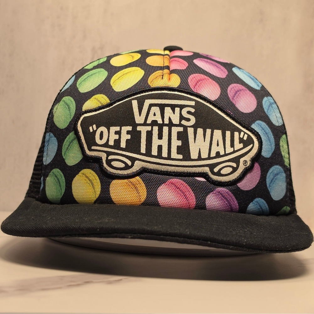 Vans Off The Wall Trucker Hat Rainbow Black Mesh Snapback Cap Mens